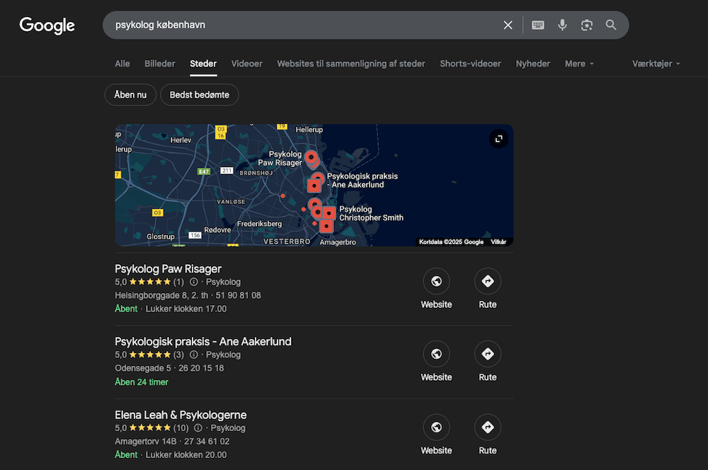 Lokal SEO for psykologer og terapeuter